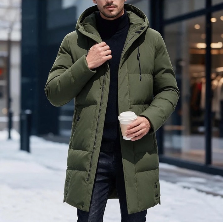 Herren Winterparka · langer Steppmantel