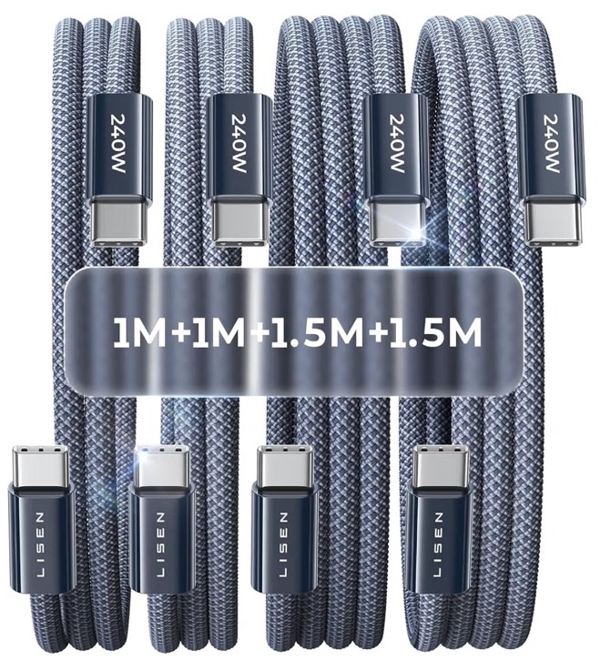 LISEN USB-C-Kabel · 240 W · 4er-Set