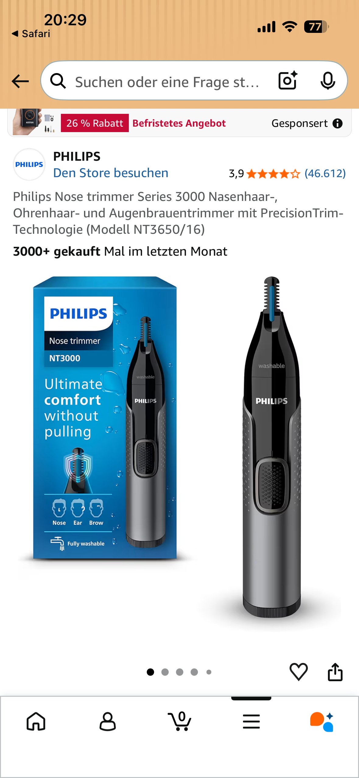 Philips Series 3000 Nasentrimmer mit blauer Verpackung